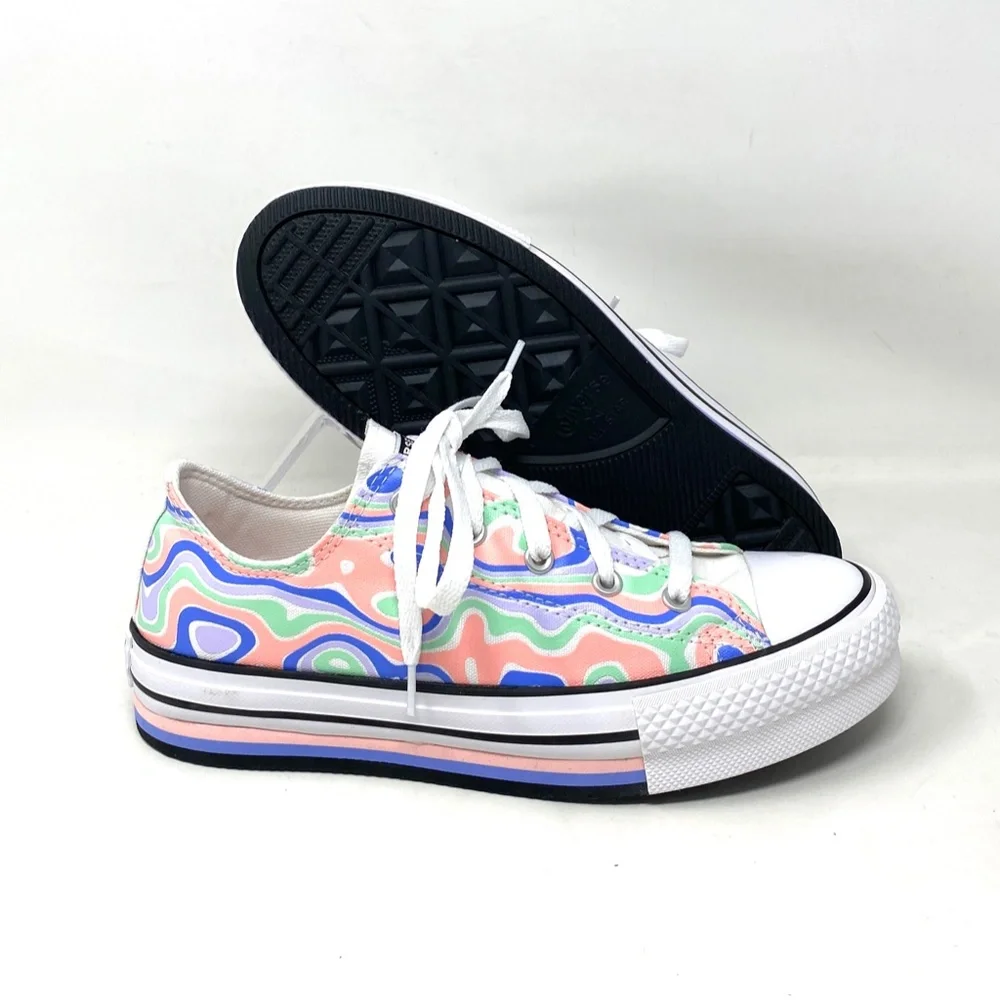 Converse CTAS Lift Platform Low Top Multi Women Kids Canvas Size Sneaker A01018F - Picture 7 of 9